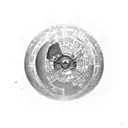 An ethereal Death Star floating in space, surrounded by celestial bodies and constellations inspired by Dungeons and Dragons tattoo design idea