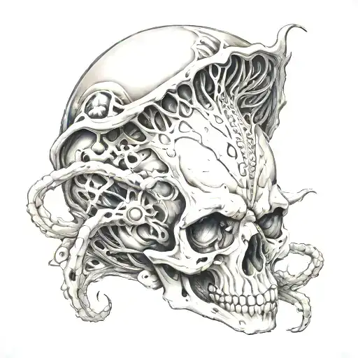 alien skull  tattoo design idea