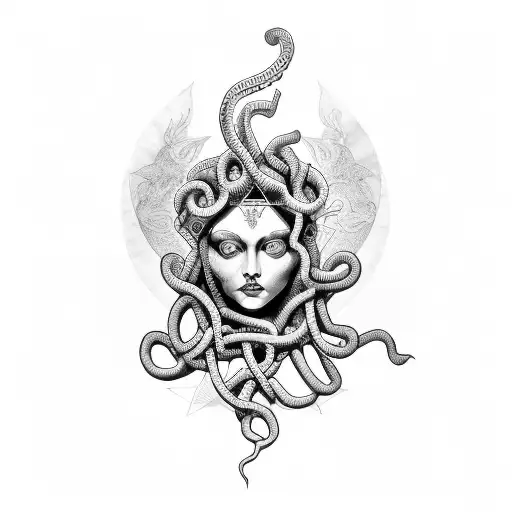 Medusa with triangle Illuminati  tattoo design idea