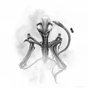 Alien smoking tattoo design idea