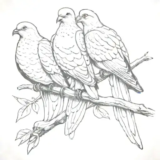 three doves perched tattoo design idea