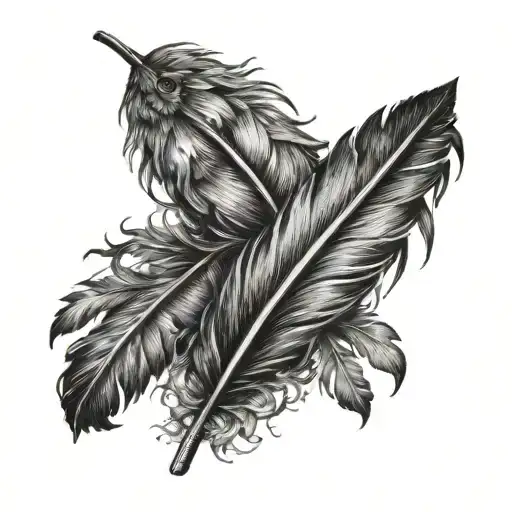 feather flame fire  tattoo design idea