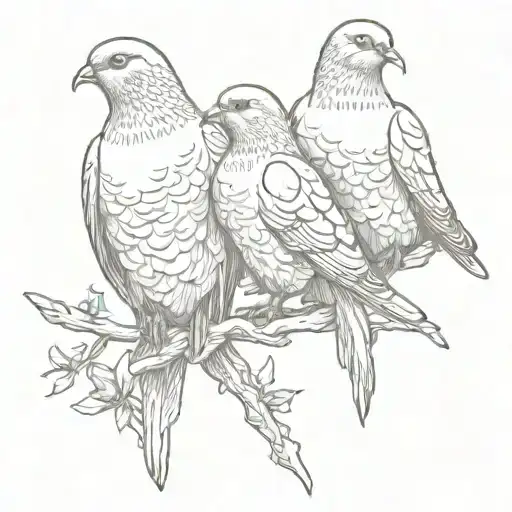 three doves perched tattoo design idea