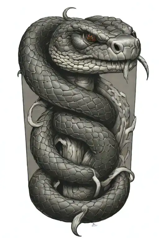snake with dagger tattoo design idea