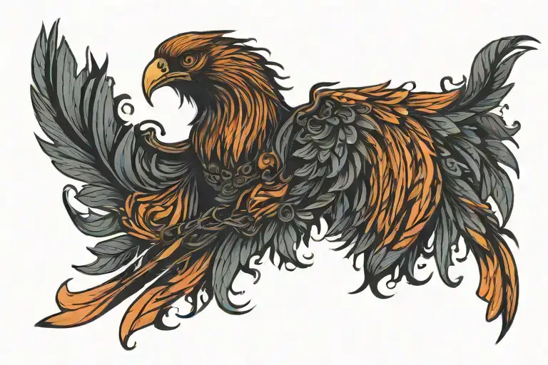 phoenix feathers flame fire  tattoo design idea