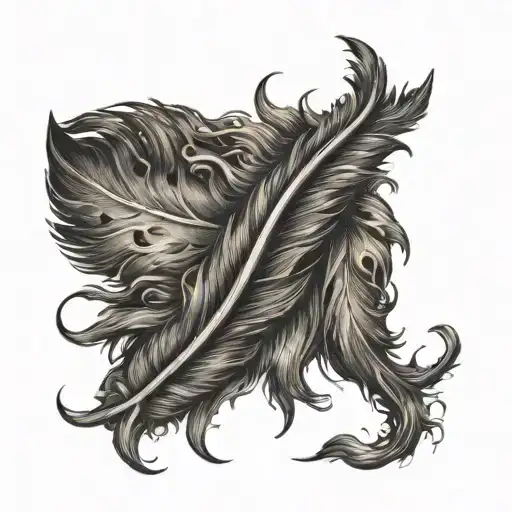 feather flame fire  tattoo design idea