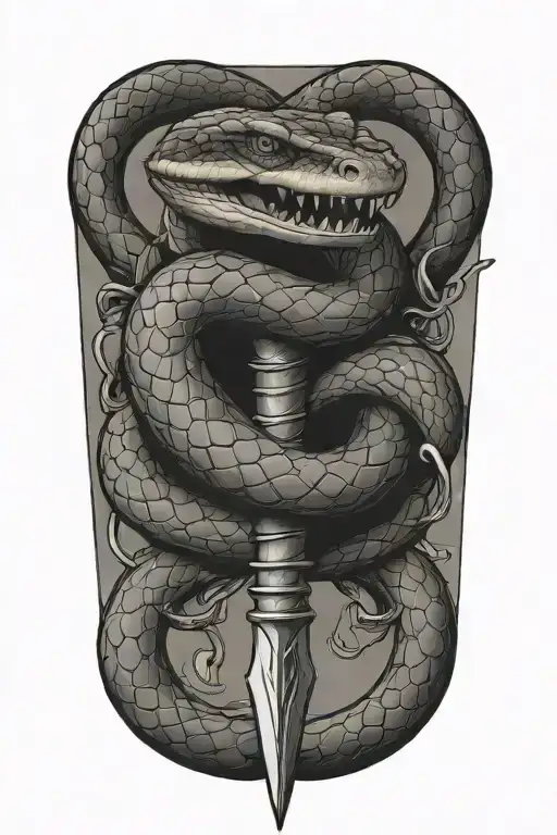 snake with dagger tattoo design idea