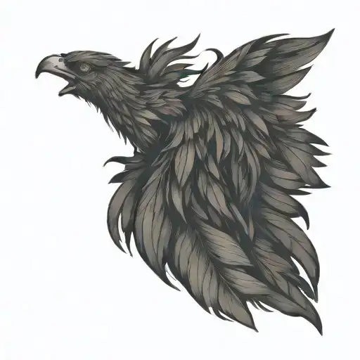 phoenix feathers flame fire  tattoo design idea