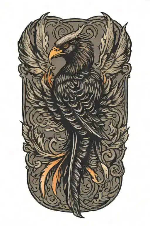 Phoenix feather  tattoo design idea