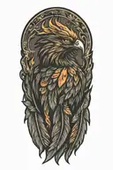Phoenix feathers with fire  tattoo design idea