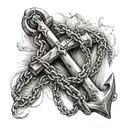 anchor with chain  tattoo design idea