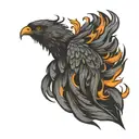 phoenix feathers flame fire  tattoo design idea