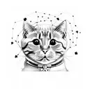 A cute cat surrounded by stars tattoo design idea