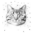 A cute cat surrounded by stars tattoo design idea