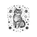 A cute cat surrounded by stars tattoo design idea
