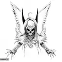 angel killing demon tattoo design idea