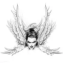 angel killing demon tattoo design idea