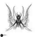 angel killing demon tattoo design idea