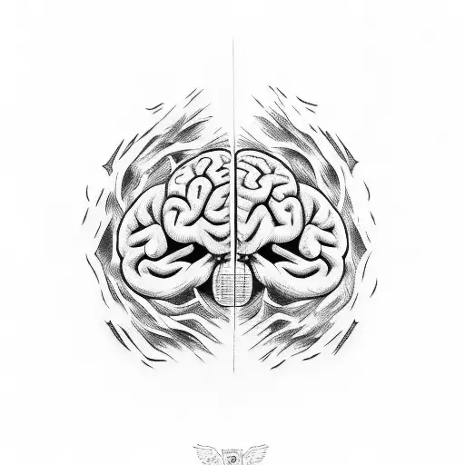 brain with demons at Dorohedoro style tattoo design idea