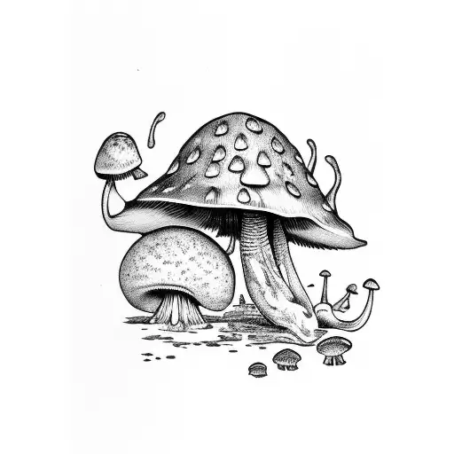 nikaido from dorohedoro licking a mushroom tattoo design idea