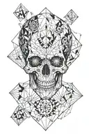 skull and alien head tattoo design idea