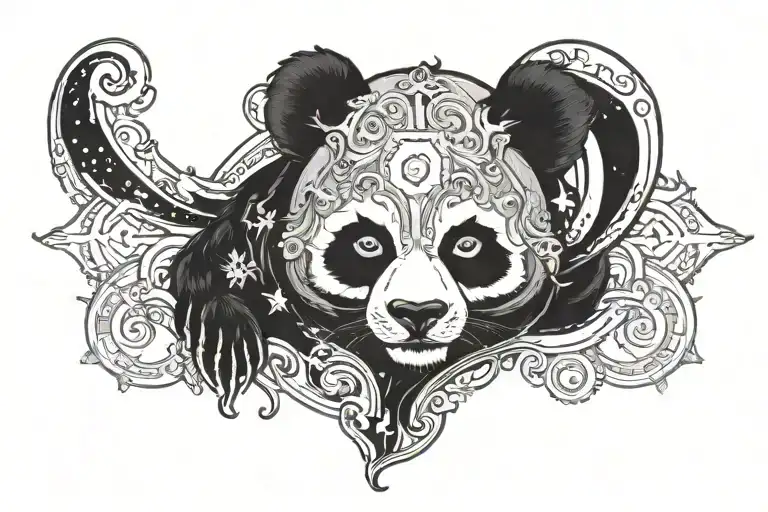 Oso cosmic panda Saturn galaxy tattoo design idea