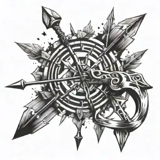 3 Sagittarius arrows being fired from a bow tattoo design idea