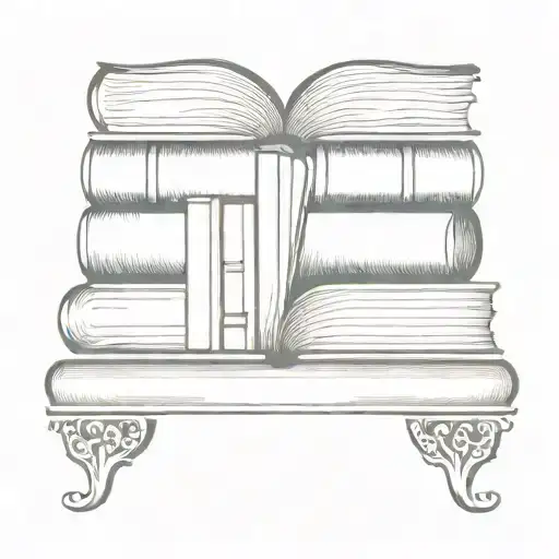 A minimalist tattoo design of a stack of books with a decorative border, symbolizing your love for reading and decorating tattoo design idea
