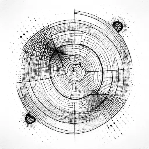 golden ratio abstract lines and dots tattoo design idea