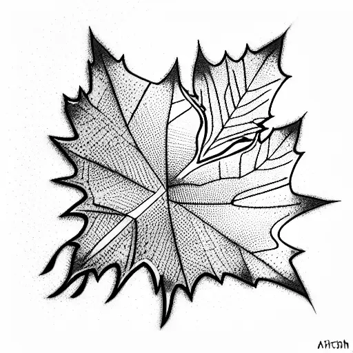 golden ratio maple leaf tattoo design idea