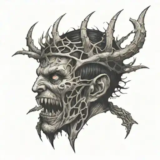 Dotwork "A Dark And Eerie Tattoo Of Beelzebub..." Tattoo Idea BlackInk AI