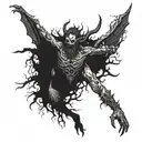 A demonic interpretation of Beelzebub surrounded by a dark forest scene tattoo design idea