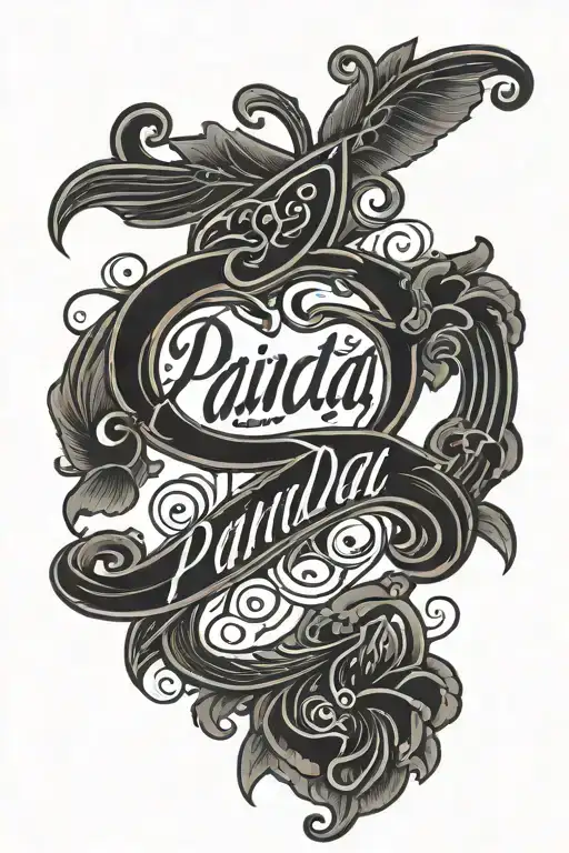 painda written in cursive with shadow shadding tattoo design idea