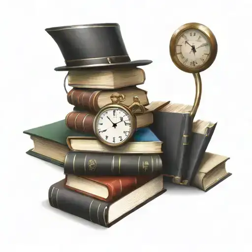 books stacked. element of time piece tattoo design idea
