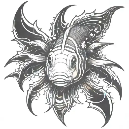 spine spark catching tiny clownfish tattoo design idea