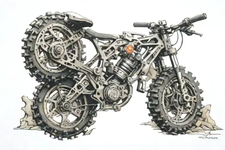 mountain bike chain transforming tattoo design idea