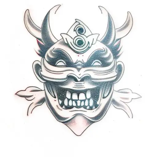 oni demon mask tattoo
