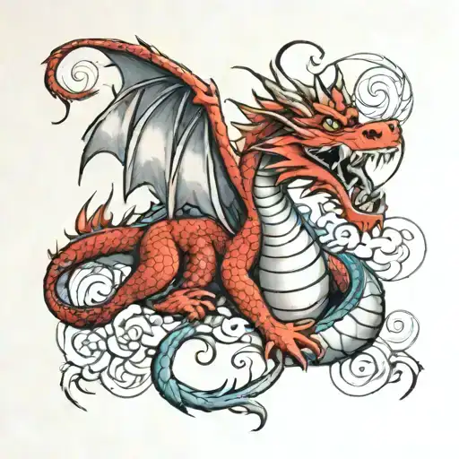 dragon holding my family tattoo design idea