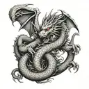 dragon holding my family tattoo design idea