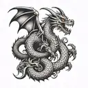 dragon holding my family tattoo design idea