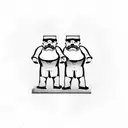 two fat men standing guard looking tough  tattoo design idea