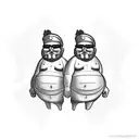two fat men standing guard looking tough  tattoo design idea