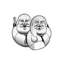 two fat men standing guard looking tough  tattoo design idea