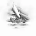 viking longship int he mist of a stormy sea tattoo design idea