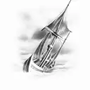 viking longship int he mist of a stormy sea tattoo design idea