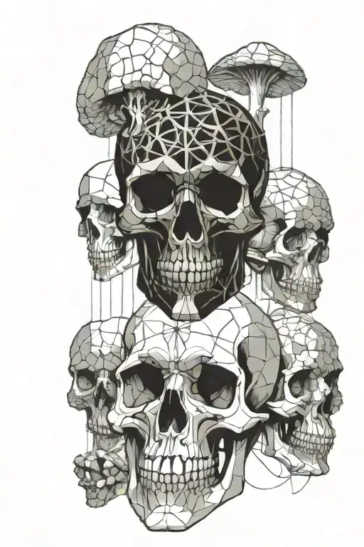 skulls mushrooms dmt patterns inspired tattoo design idea