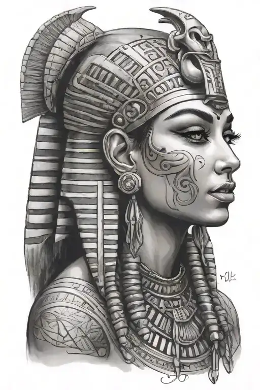 Egyptian women posing tattoo design idea