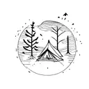 camping tree fire  tattoo design idea