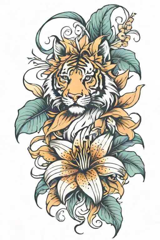 tiger lily tattoo design idea
