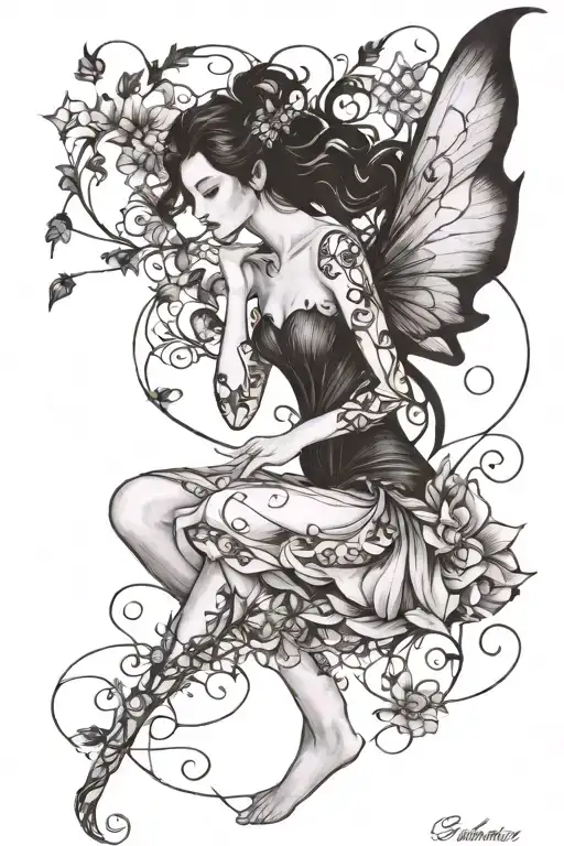 fairy tattoo design idea